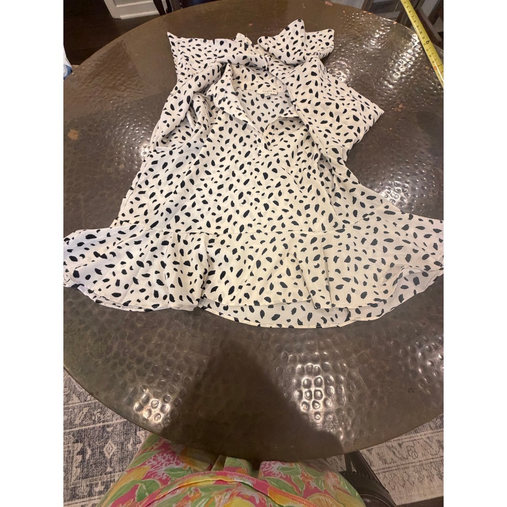 Umgee Peplum Blouse XL Cream Black Bell Sleeve Tiered Top - Picture 6 of 10